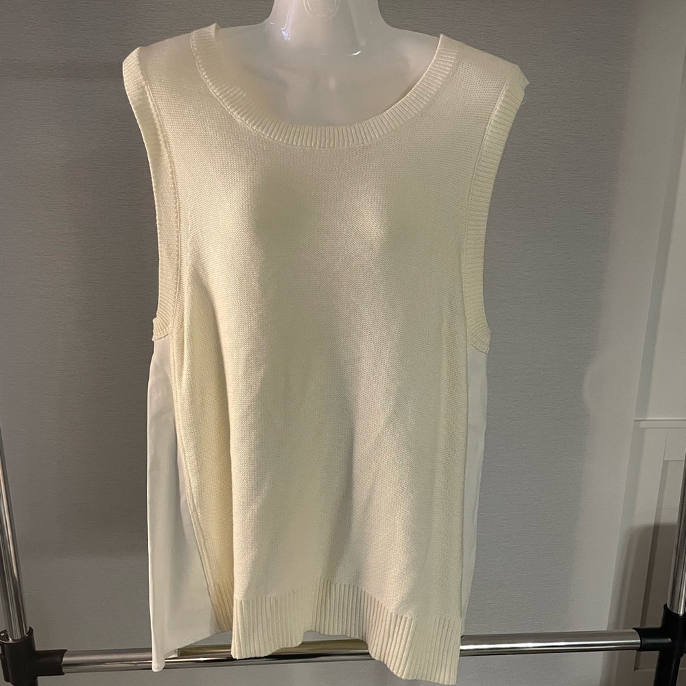 NWT Banana Republic knit sweater vest with faux leather down sides, size L